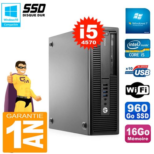 Pc hp elitedesk 800 g1 sff core i5-4570 ram 16go 960 go ssd graveur dvd wifi w7 État correct - Hewlett-Packard reconditionné disponible sur Fnac
