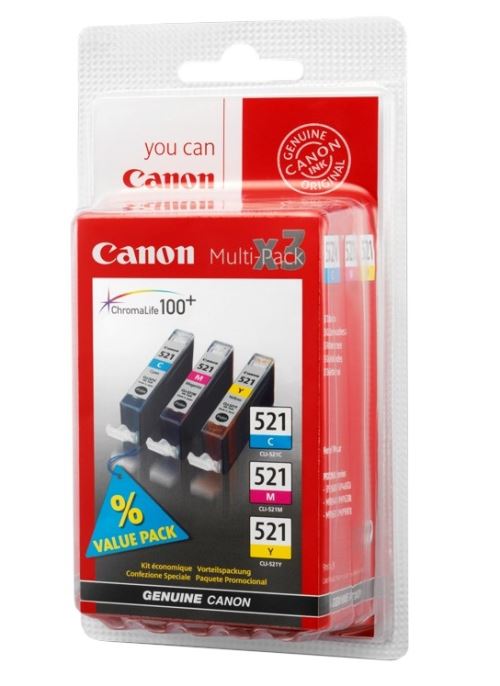 Cartouche Canon CLI-521 Multipack 3 couleurs (cyan, magenta, jaune) État correct - Canon reconditionné disponible sur Fnac