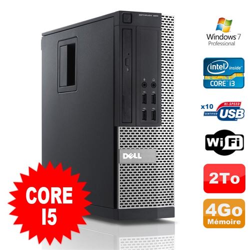 Pc dell optiplex 990 sff i5-2400 3.1ghz 4go disque 2000go dvd wifi w7 État correct - Dell reconditionné disponible sur Fnac