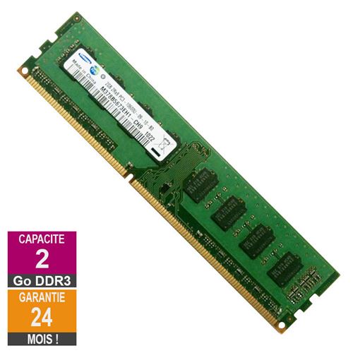 Barrette Mémoire 2Go RAM DDR3 Samsung M378B5673EH1-CH9 PC3-10600U 1333MHz 2Rx8 État correct - Samsung reconditionné disponible sur Fnac