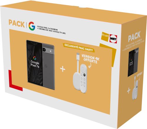 Acheter Pack Smartphone Google Pixel 7a 6.1"" 5G Double SIM 128 Go Noir Charbon + Passerelle multimédia Chromecast avec Google TV Version 4K État correct - 332,99 € Pack Smartphone Google Pixel 7a 6.1"" 5G Double SIM 128 Go Noir Charbon + Passerelle multimédia Chromecast avec Google TV Version 4K État correct - Google reconditionné disponible sur Fnac
