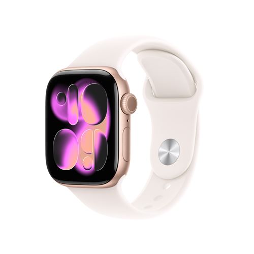 Apple Watch Series 11 GPS 42mm Boitier en Aluminium Or Rose avec Bracelet Sport Rose Tendre M/L État correct - Apple reconditionné disponible sur Fnac