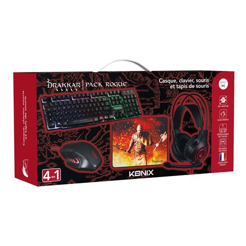 Pack Gaming Konix Rogue Drakkar Clavier + Souris + Casque + Tapis de souris Noir État correct - N/A reconditionné disponible sur Fnac