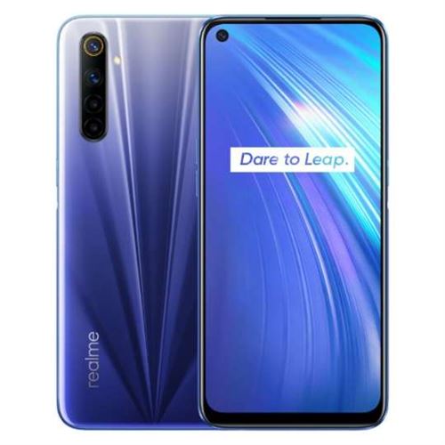 Realme 6 - 4G smartphone - double SIM - RAM 4 Go / Mémoire interne 64 Go - microSD slot - Écran LCD - 6.5"" - 2400 x 1080 pixels - 4x caméras arrière 64 MP, 8 MP 2 MP - front camera 16 MP - bleu comète État correct - Realme reconditionné disponible sur Fnac