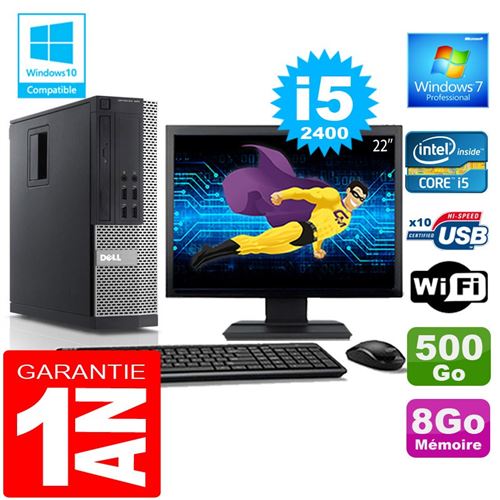 Pc dell 990 sff core i5-2400 ram 8go disque 500 go wifi w7 ecran 22' État correct - Dell reconditionné disponible sur Fnac