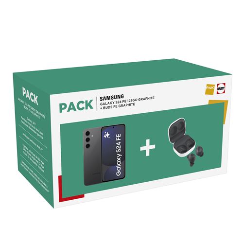 Acheter Pack Smartphone Samsung Galaxy S24 FE 6,7"" 5G Nano SIM 128 Go Graphite + Buds FE Graphite État correct - 523,99 € Pack Smartphone Samsung Galaxy S24 FE 6,7"" 5G Nano SIM 128 Go Graphite + Buds FE Graphite État correct - Samsung reconditionné disponible sur Fnac
