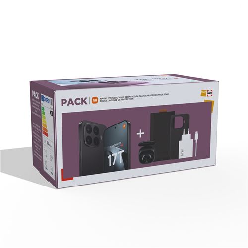 Pack Smartphone Xiaomi 17T 6.59"" 5G Double nano SIM 256 Go Noir conçu avec Leica + Ecouteurs sans fil Xiaomi Redmi Buds 6 Play Noir + Chargeur 67W + Coque + Housse de protection État correct - Xiaomi reconditionné disponible sur Fnac