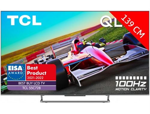 TCL 55C728 - Classe de diagonale 55"" (54.6"" visualisable) TV QLED - Smart TV - Android TV - 4K UHD (2160p) 3840 x 2160 - HDR - LED à éclairage direct, Quantum Dot - État correct N/A sur Fnac