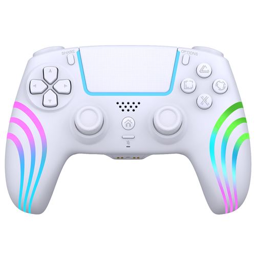Manette sans fil Alpha Omega Players pour PS4 et PC Rainbow Led Blanc - État correct N/A sur Fnac