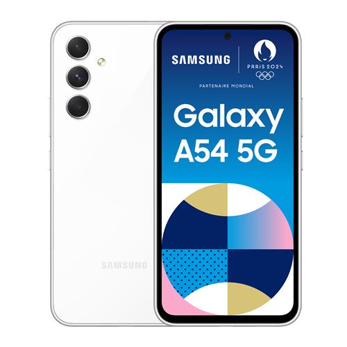 Acheter Smartphone Samsung Galaxy A54 6,4"" 5G Nano SIM 128 Go Blanc État correct - 218,00 € Smartphone Samsung Galaxy A54 6,4"" 5G Nano SIM 128 Go Blanc État correct - Samsung reconditionné disponible sur Fnac