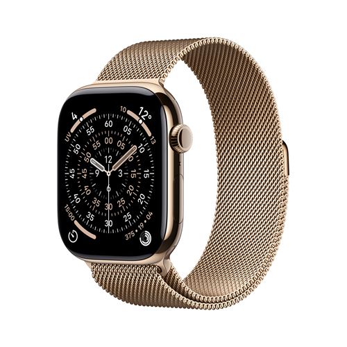 Apple Watch Series 11 GPS + Cellular 46mm Boitier en Titane Or avec Bracelet Milanais Or S/M État correct - Apple reconditionné disponible sur Fnac