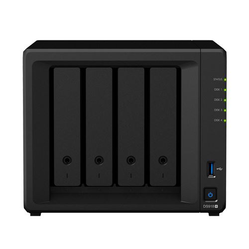 Serveur NAS Synology DiskStation DS918+ 4 baies 4 Go Noir État correct - Synology reconditionné disponible sur Fnac