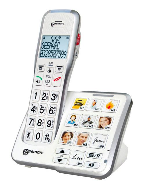 Acheter Geemarc AmpliDect 595 Photo - Téléphone sans fil avec ID d'appelant/appel en instance - DECT - (conférence) à trois capacité d'appel État correct - 93,32 € Geemarc AmpliDect 595 Photo - Téléphone sans fil avec ID d'appelant/appel en instance - DECT - (conférence) à trois capacité d'appel État correct - N/A reconditionné disponible sur Fnac