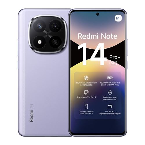 Xiaomi Redmi Note 14 Pro+ 5G 8Go RAM 256Go Violet État correct - N/A reconditionné disponible sur Fnac