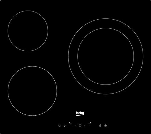 Beko HIC63402T - Vitrocéramique - 3 plaques de cuisson - Niche - largeur : 56 cm - profondeur : 49 cm - noir - État correct Beko sur Fnac