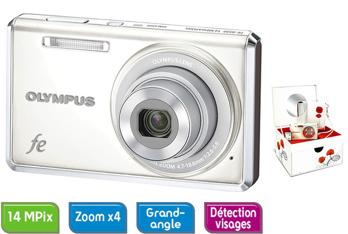Olympus FE-4030 Blanc + Flower Pack État correct - Olympus reconditionné disponible sur Fnac