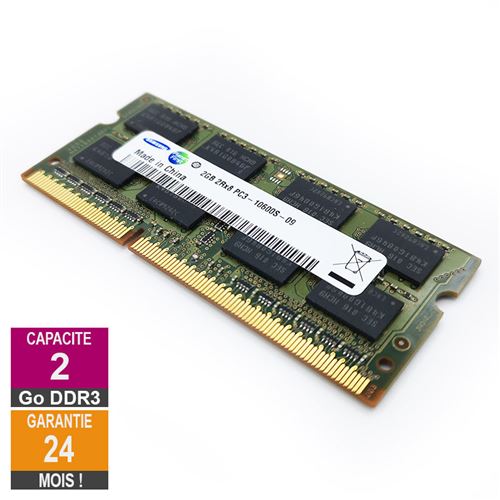 Barrette Mémoire 2Go RAM DDR3 Samsung M471B5673FH0-CH9 SO-DIMM PC3-10600 1333MHz 2Rx8 État correct - Samsung reconditionné disponible sur Fnac