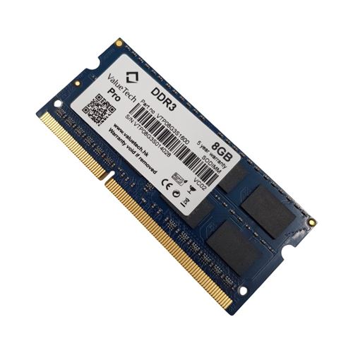 Barrette Mémoire 8Go RAM DDR3 ValueTech Pro VTP08G3S1600 SO-DIMM PC3-12800 2Rx8 État correct - N/A reconditionné disponible sur Fnac