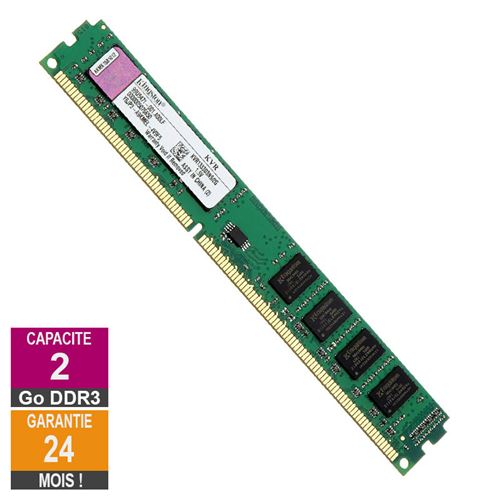 Barrette Mémoire 2Go RAM DDR3 Kingston KVR1333D3N9/2G LP DIMM PC3-10600U État correct - Kingston reconditionné disponible sur Fnac