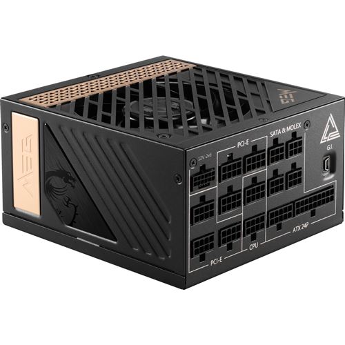 Alimentation PC modulaire MSI MEG Ai1300P PCIE5 1300W 80 PLUS Platinum noir État correct - MSI reconditionné disponible sur Fnac