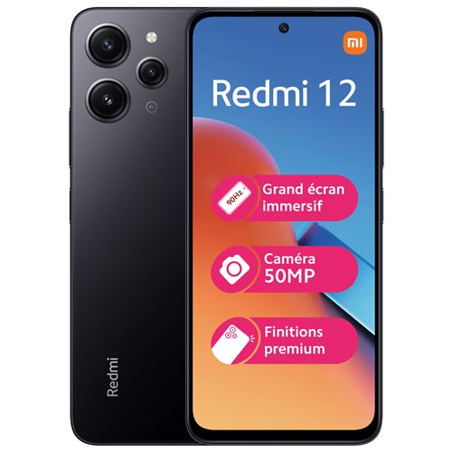 Smartphone Xiaomi Redmi 12 6,79"" Double nano SIM 256 Go Noir minuit État correct - Xiaomi reconditionné disponible sur Fnac