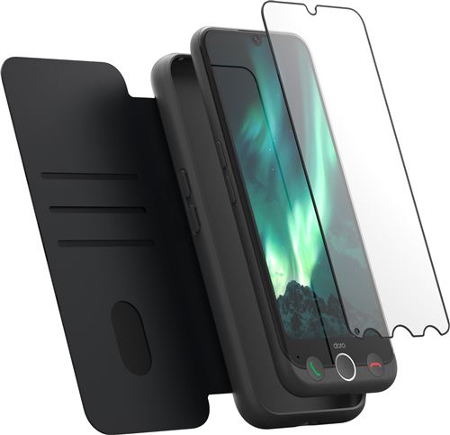 Pack Smartphone Doro Aurora A30 6.1"" Double nano SIM 128 Go Graphite + Etui de protection Noir + Film de protection en verre trempé État correct - Doro reconditionné disponible sur Fnac