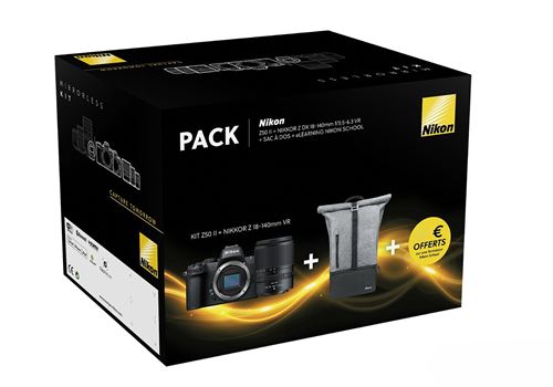 Pack Exclusif Fnac Appareil photo hybride Nikon Z50 II Noir + Nikkor Z DX 18-140 mm f/3.5-6.3 VR + sac à dos + 2H cours à distance Nikon School - État correct Nikon sur Fnac