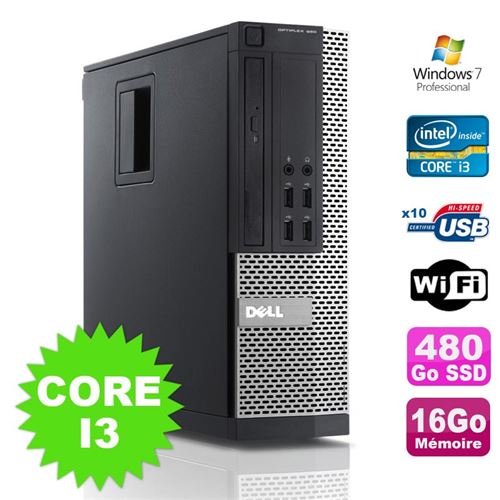 Pc dell optiplex 990 sff i3-2120 3.3ghz 16go disque 480go ssd dvd wifi w7 État correct - Dell reconditionné disponible sur Fnac