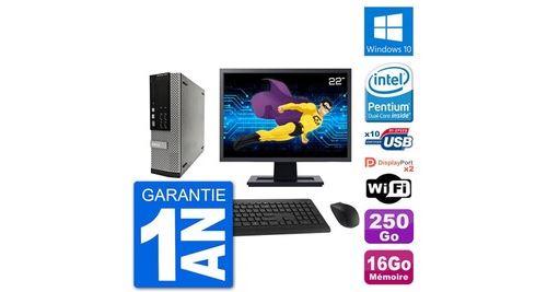 Pc dell 7010 sff ecran 22"" intel g2020 ram 16go disque 250go windows 10 wifi État correct - N/A reconditionné disponible sur Fnac