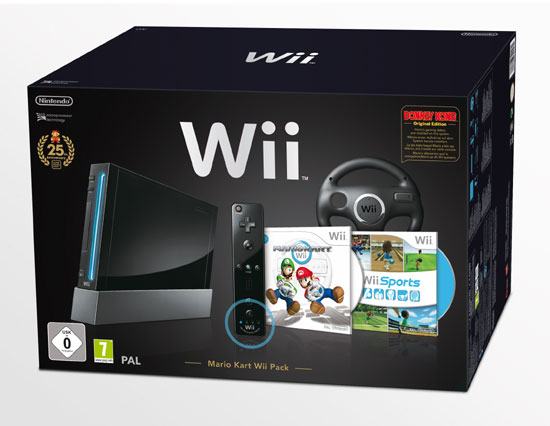 Console Wii noire Nintendo Pack Anniversaire 25 ans + Mario Kart + volant + Wii Sports + Donkey Kong Original État correct - Nintendo reconditionné disponible sur Fnac