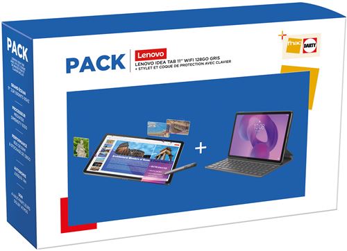 Pack Tablette Tactile Lenovo Idea Tab 11"" Wi-Fi 128 Go Gris anthracite + Stylet et coque de protection avec clavier État correct - Lenovo reconditionné disponible sur Fnac