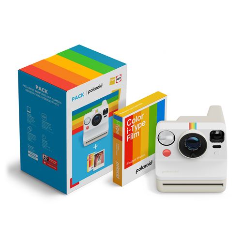 Pack Fnac Darty Appareil photo instantané Polaroid Now Génération 3 Blanc + 8 films couleur État correct - Polaroid reconditionné disponible sur Fnac