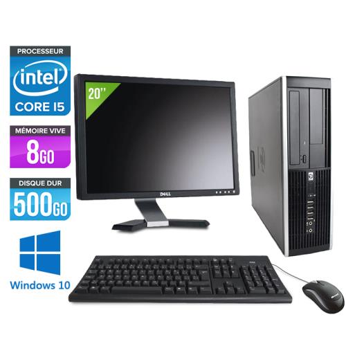 Pc HP Elite 8200 SFF + Ecran 20'' - Noir - Intel Core i5-2400 / 3.10 GHz - RAM 8 Go - HDD 500 Go - DVD - Gigabit Ethernet - Windows 10 Professionnel - État correct Hewlett-Packard sur Fnac
