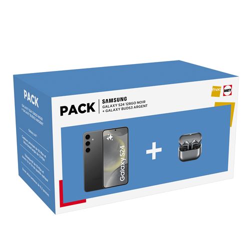 Pack Smartphone Samsung Galaxy S24 6,2"" 5G Nano SIM 128 Go Noir + Buds3 Noir - État correct Samsung sur Fnac
