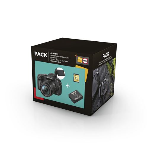 Pack Fnac Hybride Panasonic Lumix G80 Noir + G14-140mm f/3,5-5,6 + 2ème batterie + Carte SD 16 Go Noir - État correct Panasonic sur Fnac
