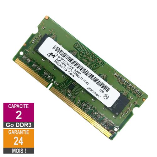 Barrette Mémoire 2Go RAM DDR3 Micron MT8KTF25664HZ-1G6M1 SO-DIMM PC3-12800S - État correct Micron sur Fnac