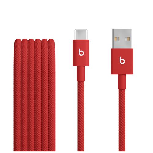 Câble Beats USB-A vers USB-C 1.5 m Rouge pour iPhone État correct - Beats reconditionné disponible sur Fnac