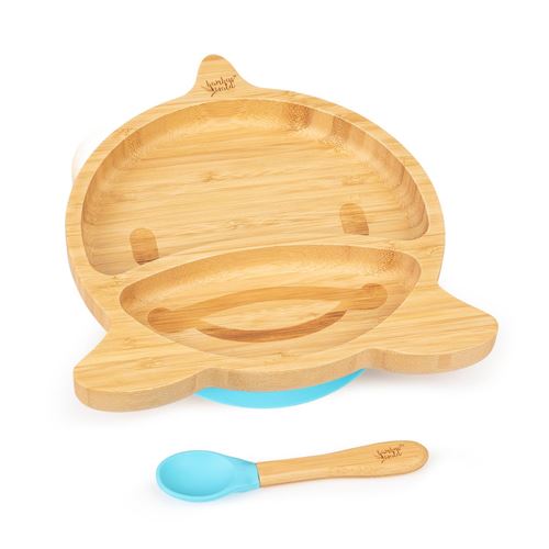 Vaisselle pour enfants assiette en bambou, cuillère 250 ml et ventouse 18 x 18 cm - Bleu État correct - N/A reconditionné disponible sur Fnac