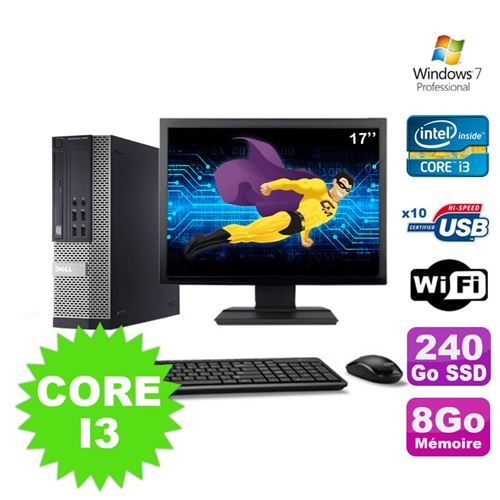 Pc dell optiplex 990 sff i3-2120 3.3ghz 8go 240go ssd dvd wifi w7 ecran 17' État correct - Dell reconditionné disponible sur Fnac