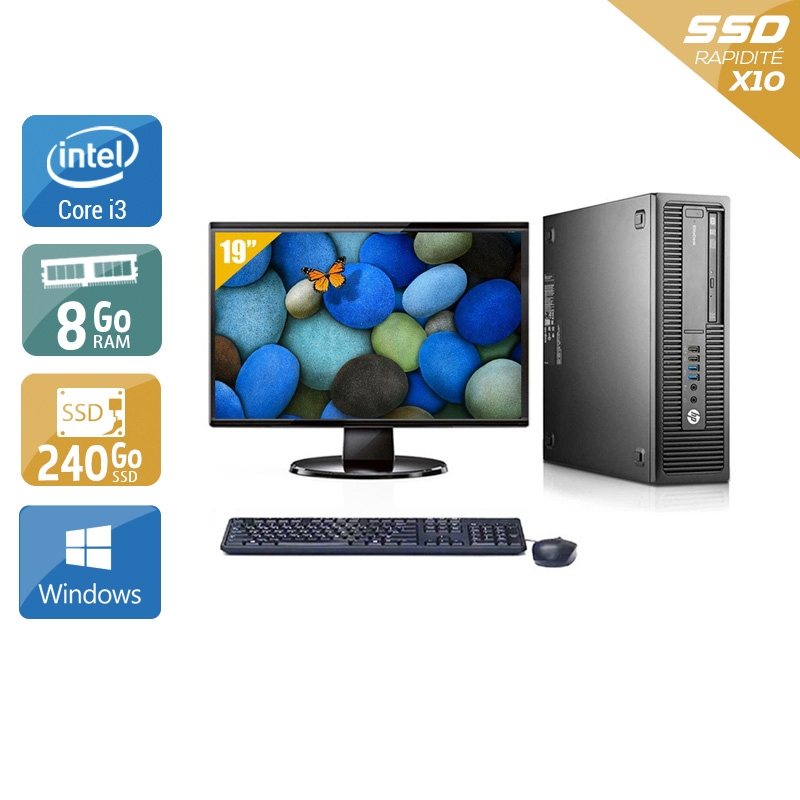 HP EliteDesk 800 G2 SFF i3 Gen 6 + Écran - 19'' 8Go RAM 240Go SSD Windows 10  Bon étatOccasion certifiée reconditionnée Bon état -  reconditionné disponible sur Kiatoo