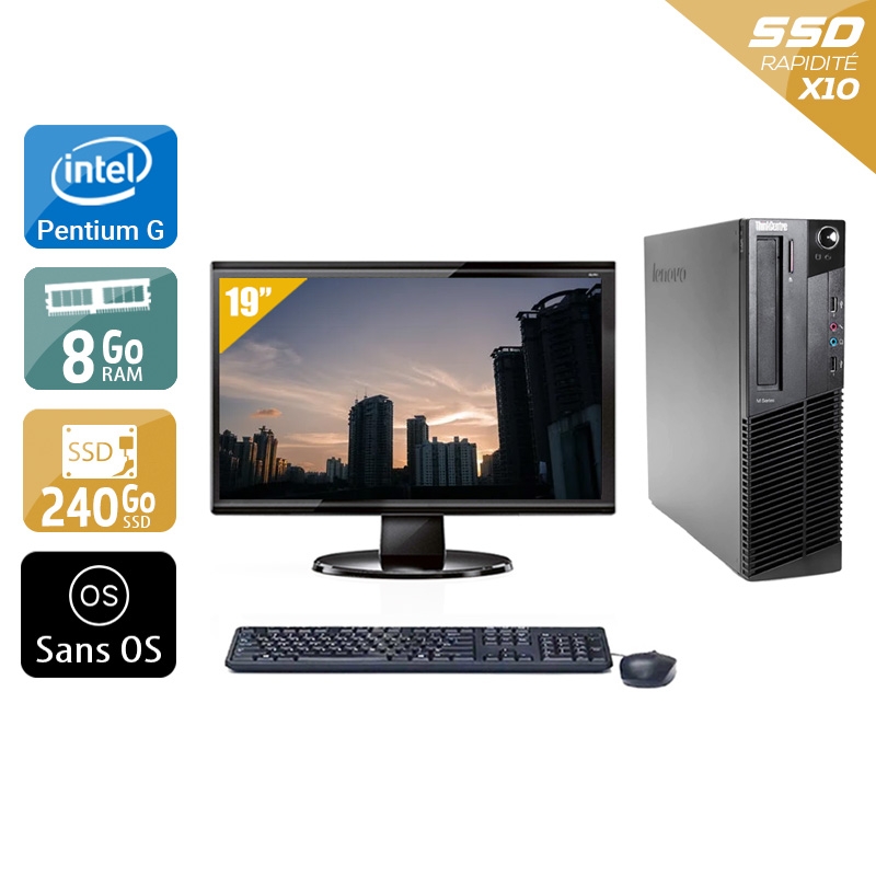 Acheter Lenovo ThinkCentre M83 SFF Pentium G Dual Core + Écran - 19'' 8Go RAM 240Go SSD Sans OS Bon étatOccasion certifiée reconditionnée Bon état - 224,17 € Lenovo ThinkCentre M83 SFF Pentium G Dual Core + Écran - 19'' 8Go RAM 240Go SSD Sans OS Bon étatOccasion certifiée reconditionnée Bon état - reconditionné disponible sur Kiatoo