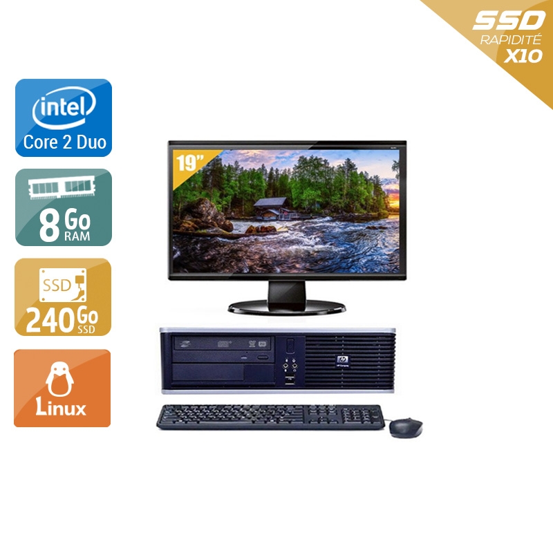HP Compaq dc7800 SFF Core 2 Duo + Écran - 19'' 8Go RAM 240Go SSD Linux  État correctOccasion certifiée reconditionnée Bon état -  reconditionné disponible sur Kiatoo