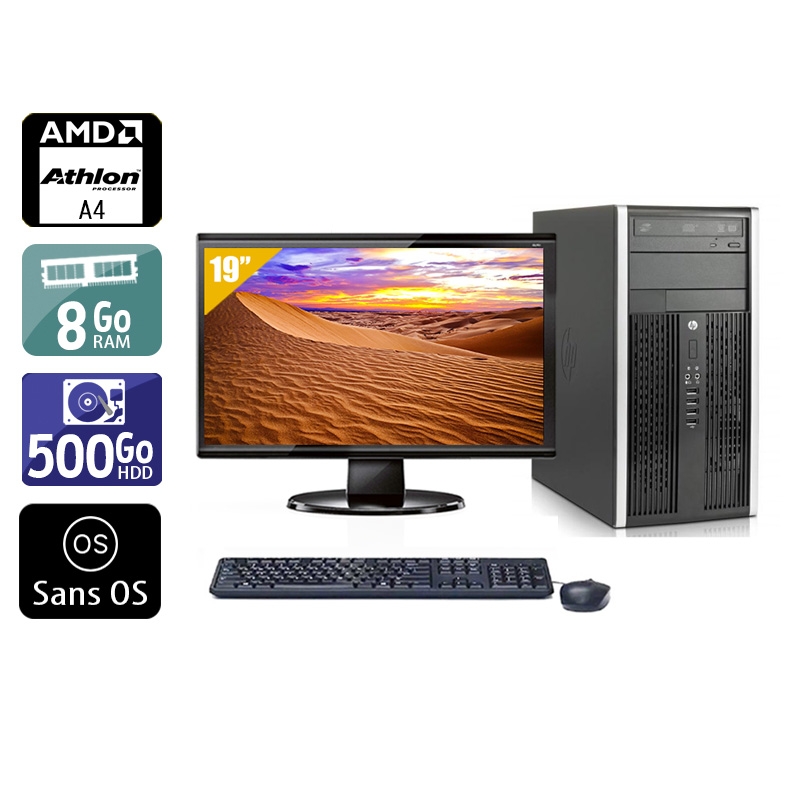 HP Compaq Pro 6305 Tower AMD A4 + Écran - 19'' 8Go RAM 500Go HDD Sans OS  Bon étatOccasion certifiée reconditionnée Bon état -  reconditionné disponible sur Kiatoo
