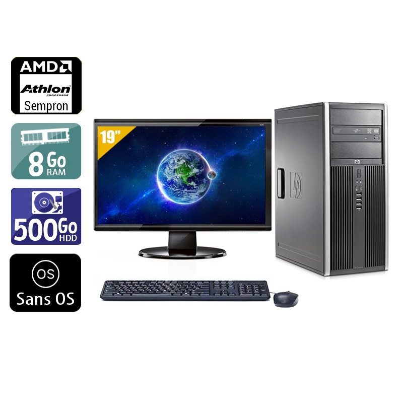 HP Compaq dc5750 Tower AMD Sempron + Écran - 19'' 8Go RAM 500Go HDD Sans OS  Très bon étatOccasion certifiée reconditionnée Bon état -  reconditionné disponible sur Kiatoo