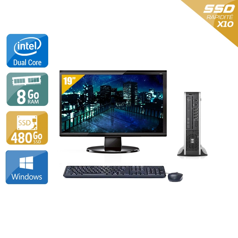 HP Compaq Elite 8000 USDT Dual Core + Écran - 19'' 8Go RAM 480Go SSD Windows 10  Bon étatOccasion certifiée reconditionnée Bon état -  reconditionné disponible sur Kiatoo
