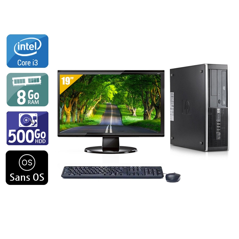 HP Compaq Elite 8300 SFF i3 + Écran - 19'' 8Go RAM 500Go HDD Sans OS  Bon étatOccasion certifiée reconditionnée Bon état -  reconditionné disponible sur Kiatoo