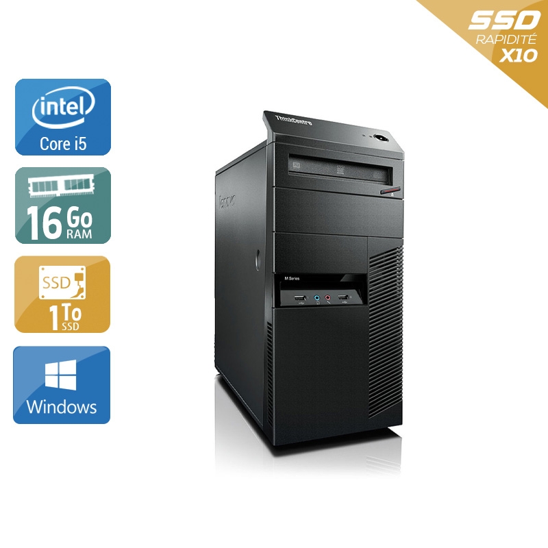 Acheter Lenovo ThinkCentre M90 Tower i5 - 16Go RAM 1To SSD Windows 10 État correctOccasion certifiée reconditionnée Bon état - 282,50 € Lenovo ThinkCentre M90 Tower i5 - 16Go RAM 1To SSD Windows 10 État correctOccasion certifiée reconditionnée Bon état - reconditionné disponible sur Kiatoo