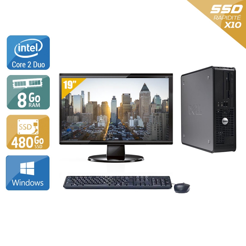 Dell Optiplex 380 SFF Core 2 Duo + Écran - 19'' 8Go RAM 480Go SSD Windows 10  Très bon étatOccasion certifiée reconditionnée Bon état -  reconditionné disponible sur Kiatoo