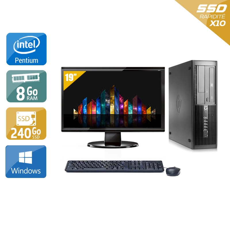 HP Compaq Pro 4300 SFF Pentium G Dual Core + Écran - 19'' 8Go RAM 240Go SSD Windows 10  Très bon étatOccasion certifiée reconditionnée Bon état -  reconditionné disponible sur Kiatoo