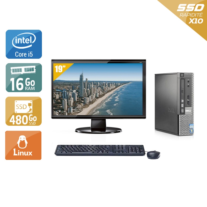 Dell Optiplex 9020 USDT i5 + Écran - 19'' 16Go RAM 480Go SSD Linux  Bon étatOccasion certifiée reconditionnée Bon état -  reconditionné disponible sur Kiatoo